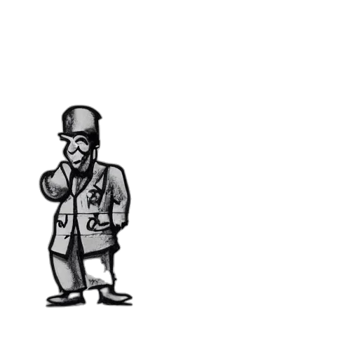 staff, hat, jacket, robot, cartoon, concept art, pixel art, comic book art transparent PNG cut-out
