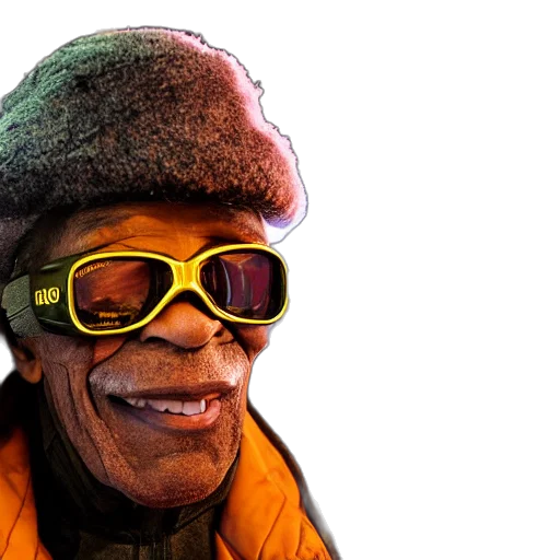 hat, face, jacket, mask, 3d render, photorealistic, cyberpunk, concept art transparent PNG cut-out