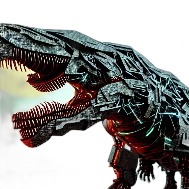 dragon, creature, animal, 3d render, concept art, photorealistic, cybernetic, rex transparent PNG cut-out