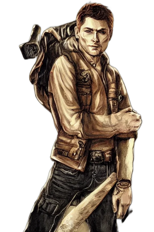 jacket, staff, weapon, animal transparent PNG cut-out