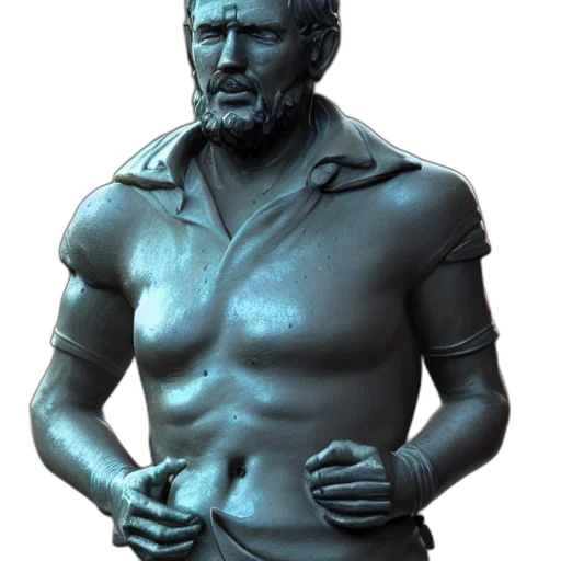 jacket, sword, face, 3d render, photorealistic, concept art, cyberpunk, blue transparent PNG cut-out
