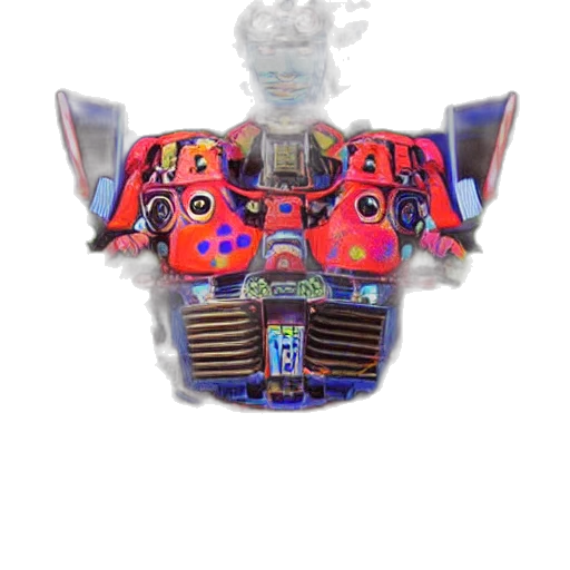 robot, mask, car, weapon, 3d render, concept art, pixel art, vaporwave transparent PNG cut-out