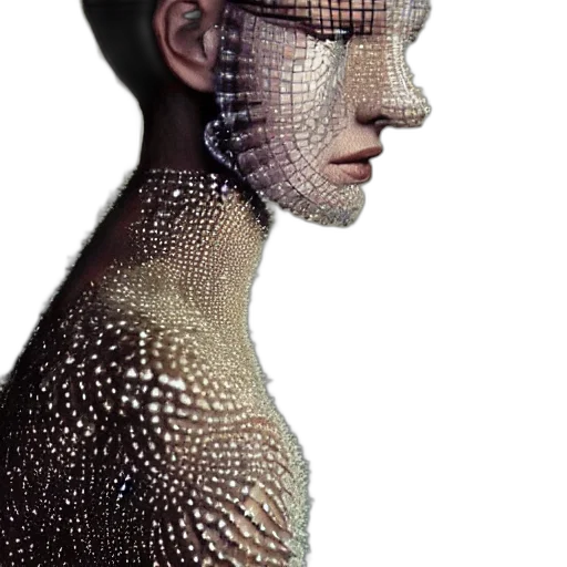 mask, jewelry, face, crown, cyberpunk, photorealistic, 3d render, concept art transparent PNG cut-out