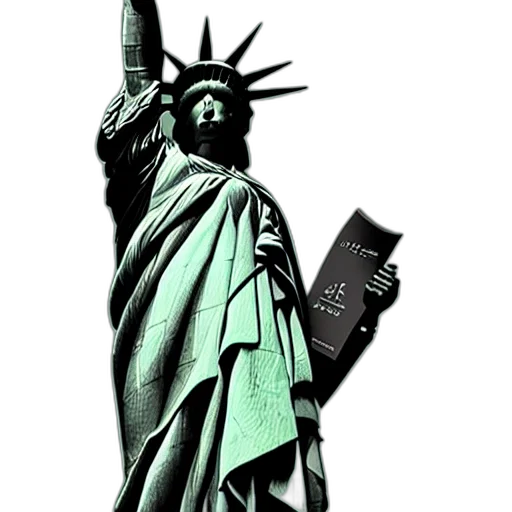 weapon, comic book art, concept art, poster, art, statue, liberty, holding transparent PNG cut-out