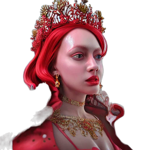 crown, jewelry, face, fantasy art, 3d render, photorealistic, concept art, red transparent PNG cut-out