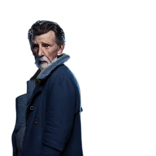 jacket, face, staff, concept art, photorealistic, 3d render, blue, tom transparent PNG cut-out