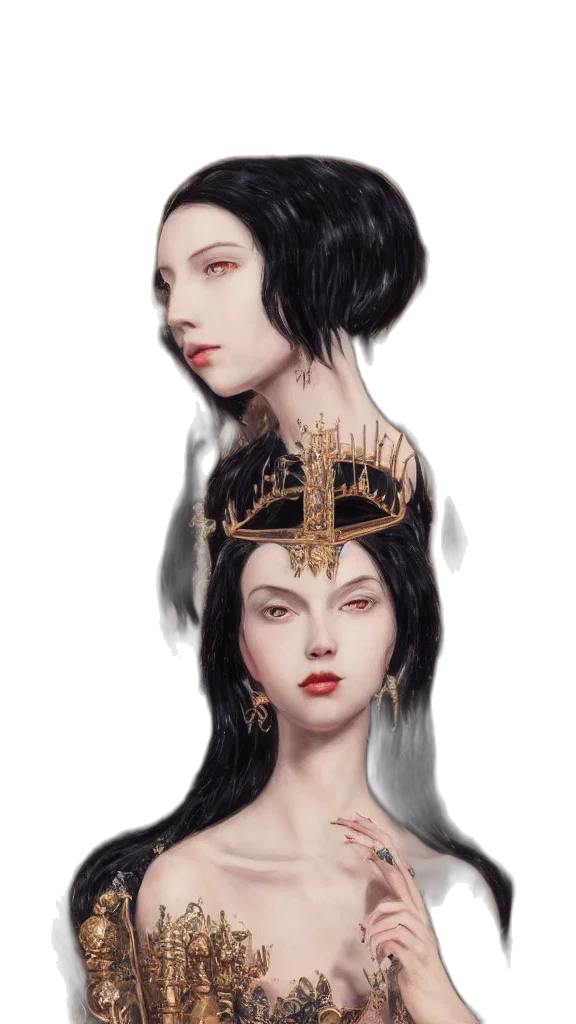 crown, jewelry, face, hair, fantasy art, concept art, photorealistic, pixel art transparent PNG cut-out