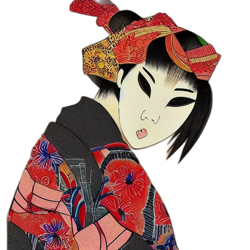 mask, jacket, flower, face, anime, cartoon, fantasy art, concept art transparent PNG cut-out