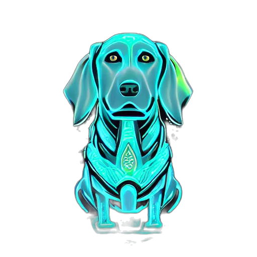 3d render, cartoon, vaporwave, neon lights, neon, blue, dog, god transparent PNG cut-out