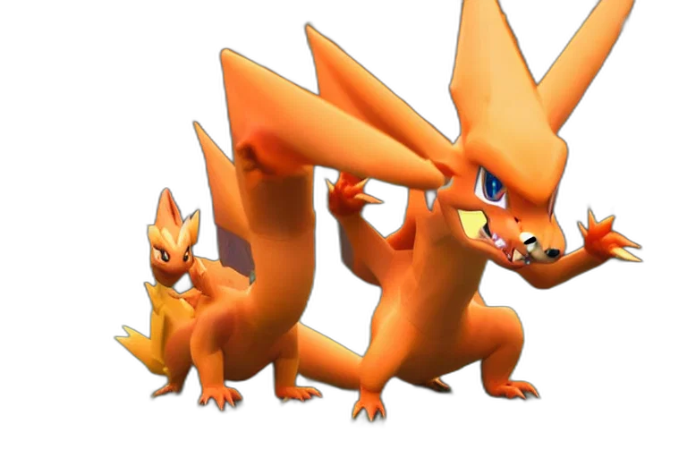 dragon, animal, creature, staff, 3d render, concept art, fire, golden transparent PNG cut-out
