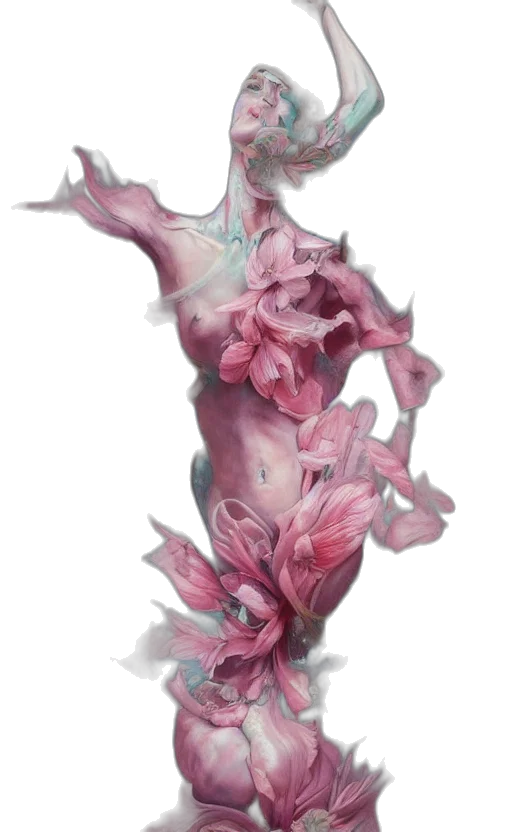 flower, dragon, creature, dress, concept art, fantasy art, photorealistic, watercolor transparent PNG cut-out