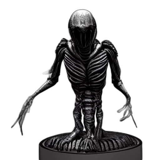 creature, robot, staff, concept art, 3d render, comic book art, fantasy art, xenomorph transparent PNG cut-out