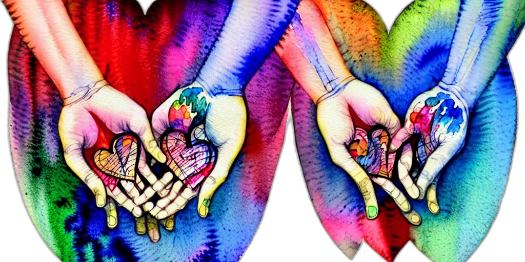 watercolor, colorful, beautiful, insanely, intricate, illustration, two, hands transparent PNG cut-out