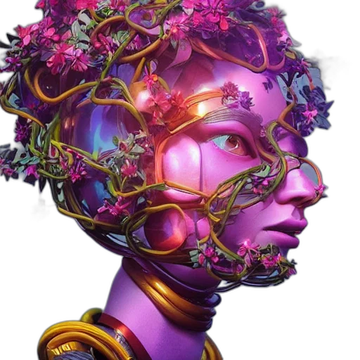 mask, face, crown, robot, cyberpunk, concept art, fantasy art, photorealistic transparent PNG cut-out