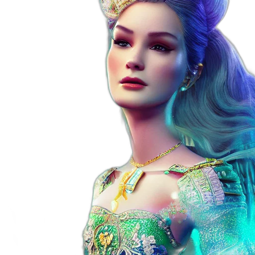 dress, crown, jewelry, fantasy art transparent PNG cut-out