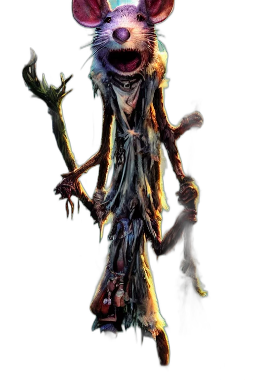 staff, creature, mask, animal, concept art, fantasy art, 3d render, pixel art transparent PNG cut-out