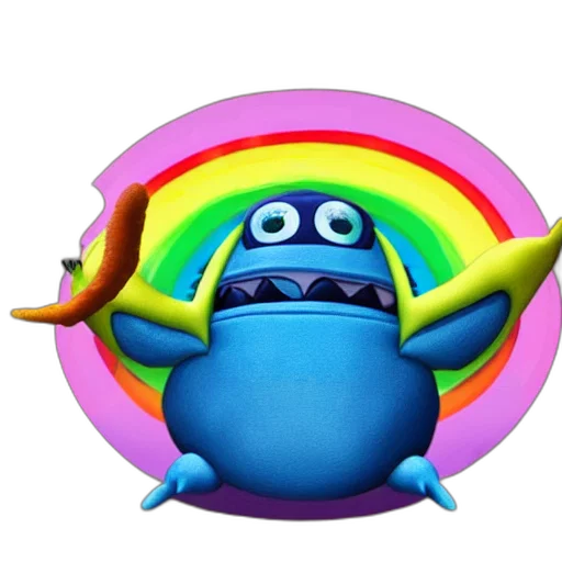 staff, creature, dragon, hat, 3d render, concept art, outer space, neon transparent PNG cut-out