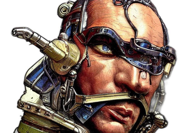 robot, face, comic book art, cyberpunk transparent PNG cut-out