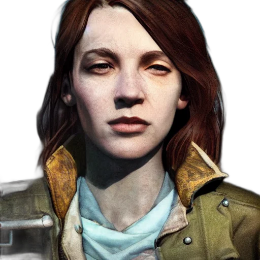 face, jacket, staff, weapon transparent PNG cut-out