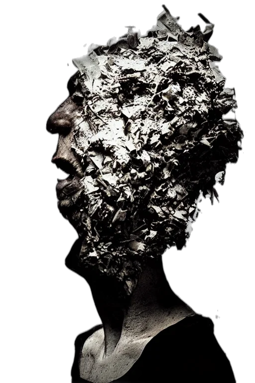 face, mask, hair, crown, photorealistic, concept art, 3d render, comic book art transparent PNG cut-out