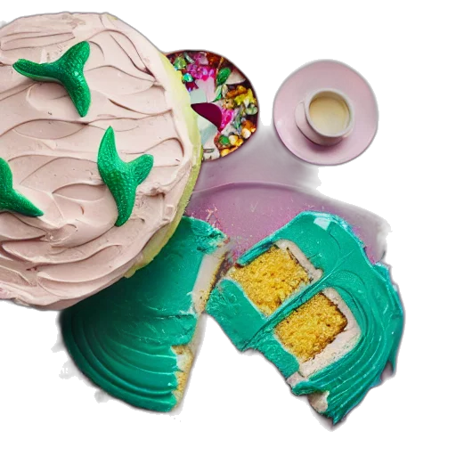food, hat, pastel, green, colorful, mermaid, cake, advertisement transparent PNG cut-out