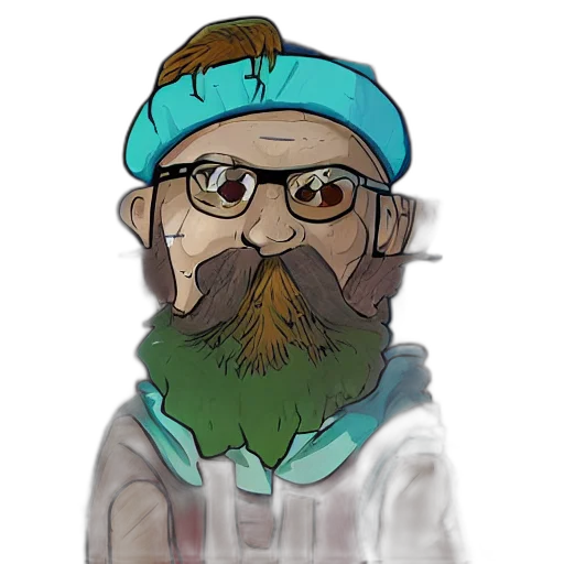 staff, jacket, face, hat, cartoon, concept art, pixel art, fantasy art transparent PNG cut-out