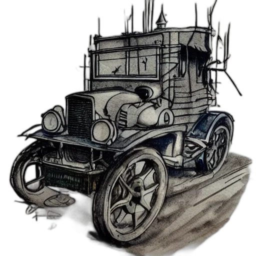 car, robot, weapon, concept art, pencil sketch, photorealistic, watercolor, fog transparent PNG cut-out
