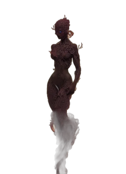 dress, creature, crown, staff transparent PNG cut-out