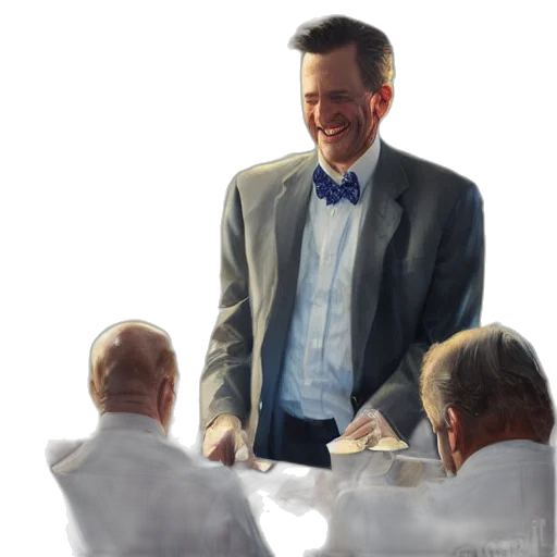 staff, face, jacket, oil painting transparent PNG cut-out