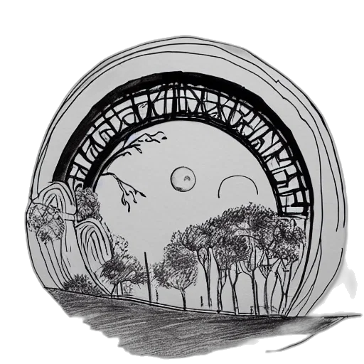 jewelry, concept art, cartoon, outer space, forest, immense, circular, gate transparent PNG cut-out