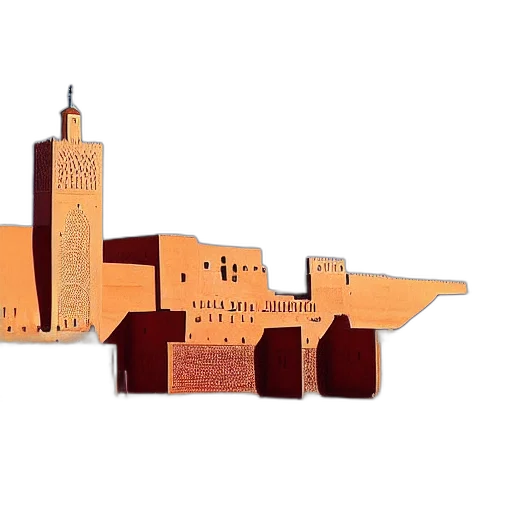 building, concept art, 3d render, pixel art, cartoon, earth tones, morocco transparent PNG cut-out