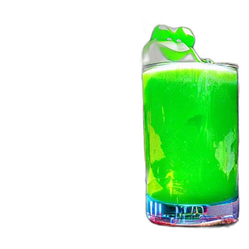 bottle, food, 3d render, photorealistic, neon lights, neon, green, closeup transparent PNG cut-out