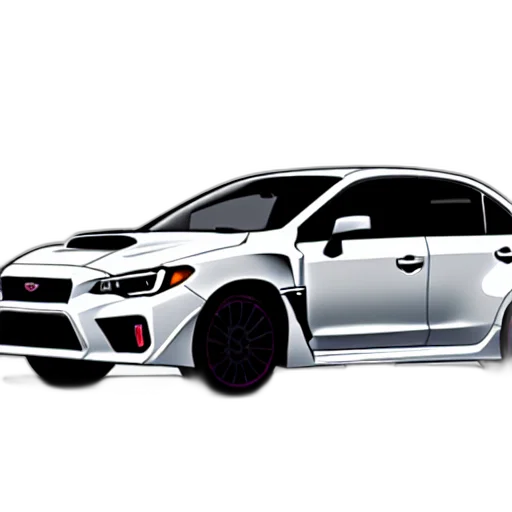 car, photorealistic, 3d render, concept art, cartoon, cell, shaded, wrx transparent PNG cut-out