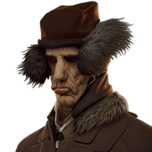 mask, hat, face, staff, concept art, fantasy art, photorealistic, 3d render transparent PNG cut-out