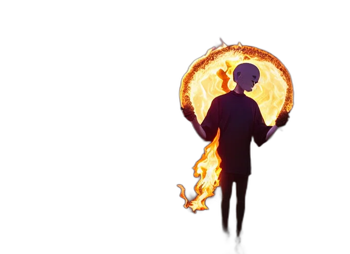 jacket, concept art, pixel art, comic book art, fantasy art, fire, squidward, practicing transparent PNG cut-out