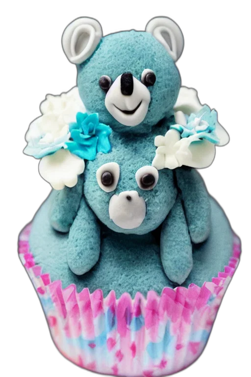 blue, pastel, cupcake, koala transparent PNG cut-out
