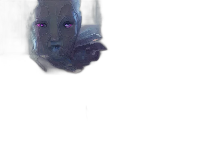 robot, face, mask, creature, concept art, vaporwave, comic book art, cyberpunk transparent PNG cut-out