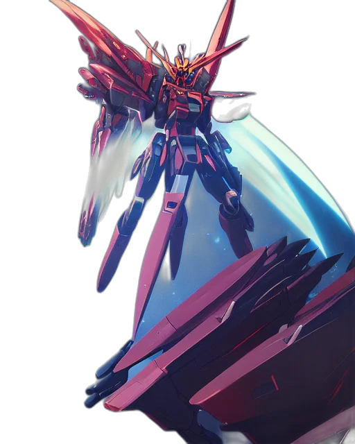 robot, weapon, sword, crown, concept art, anime, 3d render, comic book art transparent PNG cut-out