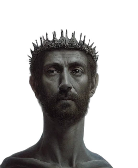 crown, hair, face, staff transparent PNG cut-out