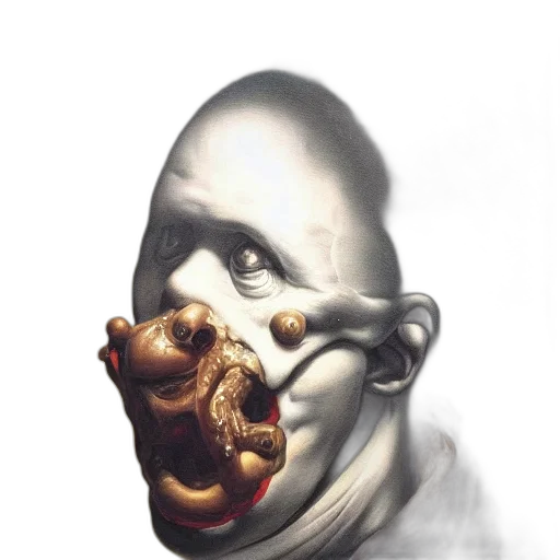 mask, face, creature, staff, photorealistic, concept art, 3d render, oil transparent PNG cut-out
