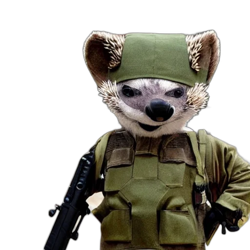 animal, staff, jacket, mask, concept art, 3d render, photorealistic, still transparent PNG cut-out