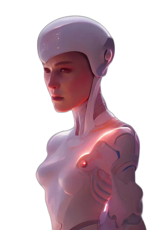 robot, face, dress, crown, concept art, cyberpunk, comic book art, fantasy art transparent PNG cut-out