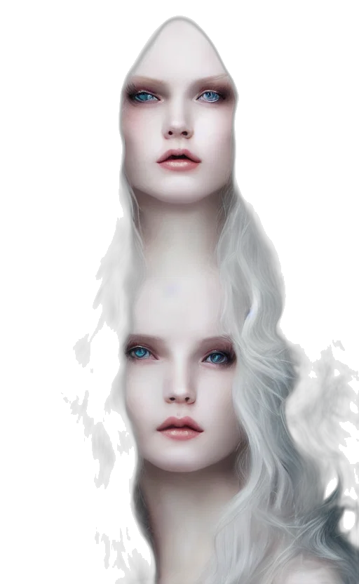 face, hair, crown, creature, fantasy art, photorealistic, concept art, 3d render transparent PNG cut-out