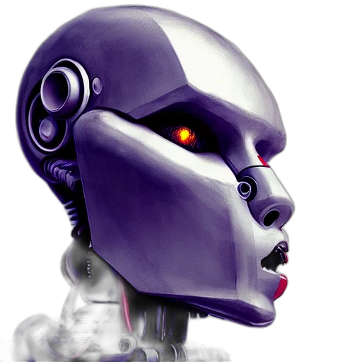 robot, face, mask, cyberpunk, concept art, vaporwave, 3d render, robotic transparent PNG cut-out