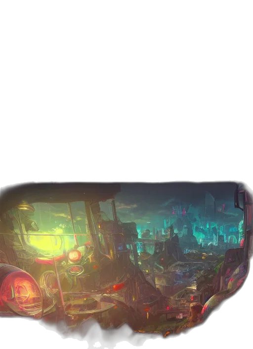 mask, bottle, car, crown, concept art, cyberpunk, fantasy art, 3d render transparent PNG cut-out