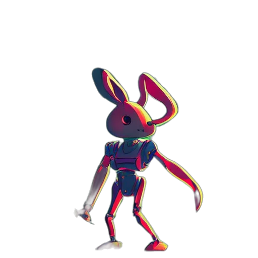robot, creature, animal, mask, 3d render, concept art, pixel art, vaporwave transparent PNG cut-out