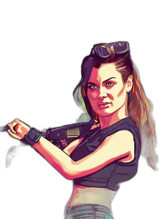concept art, cartoon, comic book art, cyberpunk transparent PNG cut-out
