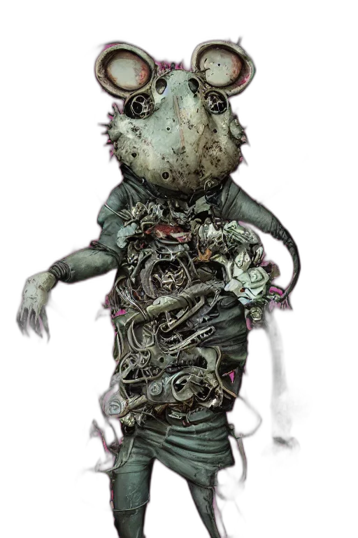 creature, robot, mask, staff, concept art, fantasy art, 3d render, comic book art transparent PNG cut-out