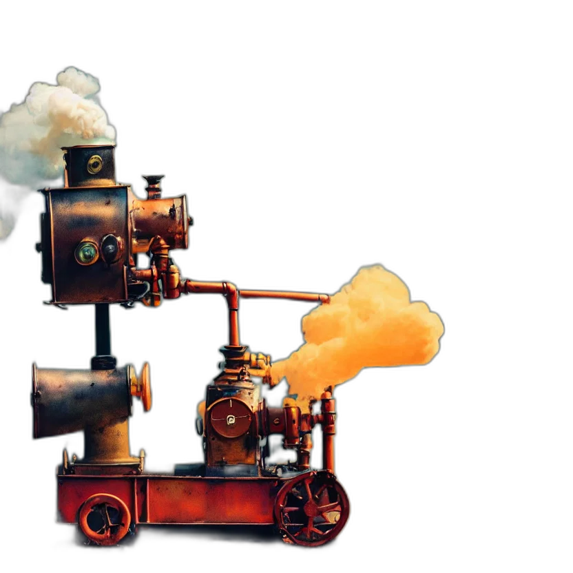 robot, weapon, concept art, 3d render, watercolor, pixel art, fog, fire transparent PNG cut-out
