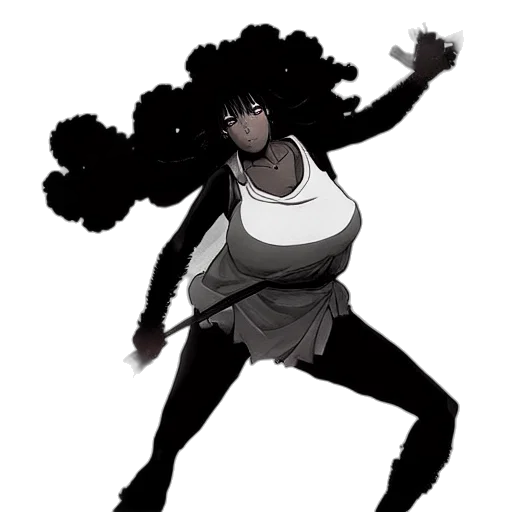 hair, staff, dress, creature, concept art, anime, cartoon, comic book art transparent PNG cut-out